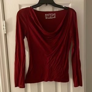 Women Long Sleeve Drape Neck Tee